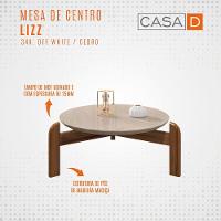 Mesa De Centro Circular Para Sala De Estar Lizz Off-white-cedro - 5