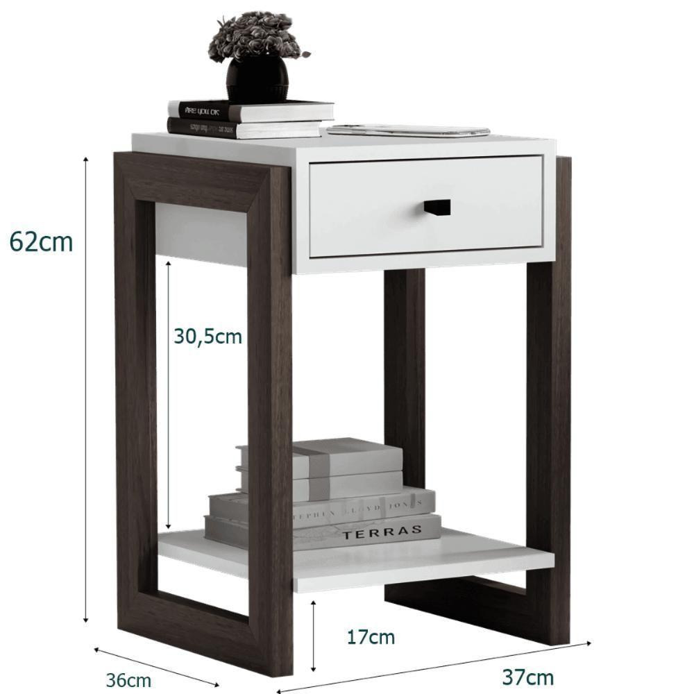 Mesa De Cabeceira 1 Gaveta E Prateleira 1661 Nature Fosco - 3