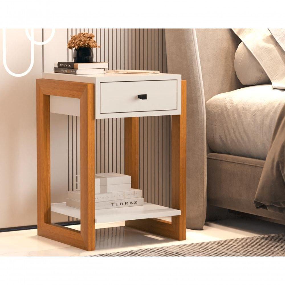 Mesa De Cabeceira 1 Gaveta E Prateleira 1661 Perola Brilho - 1