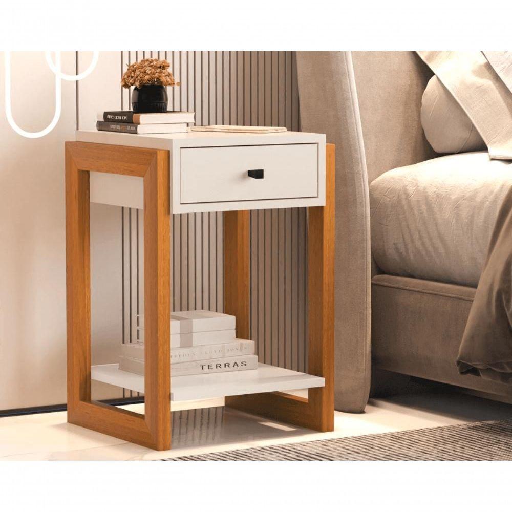 Mesa De Cabeceira 1 Gaveta E Prateleira 1661 Perola Brilho - 2