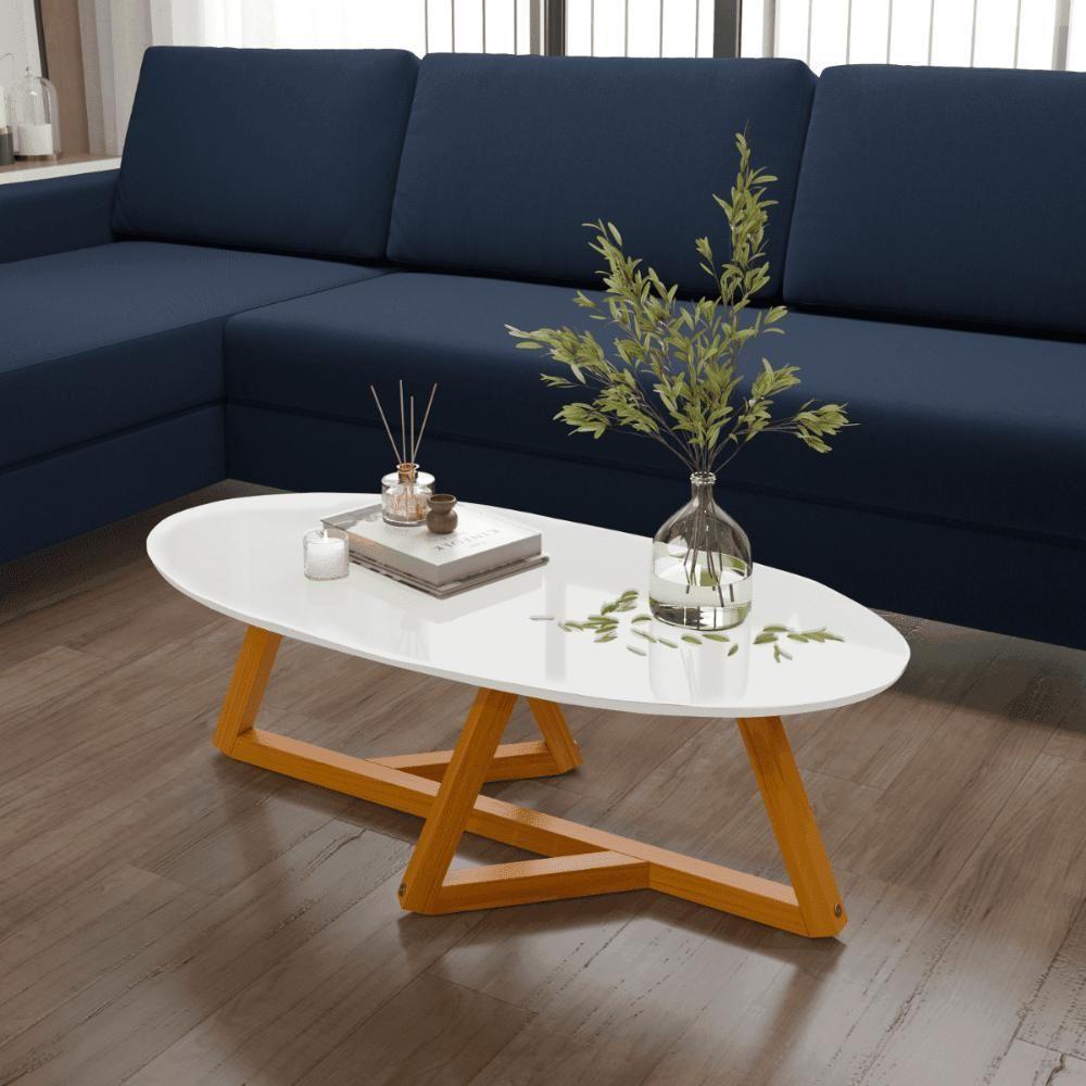 Mesa De Centro Sala De Estar Classic Oval Branca - 1