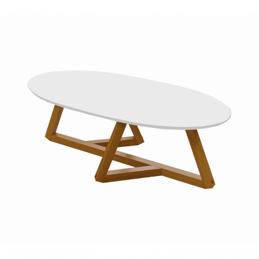 Mesa De Centro Sala De Estar Classic Oval Branca - 2