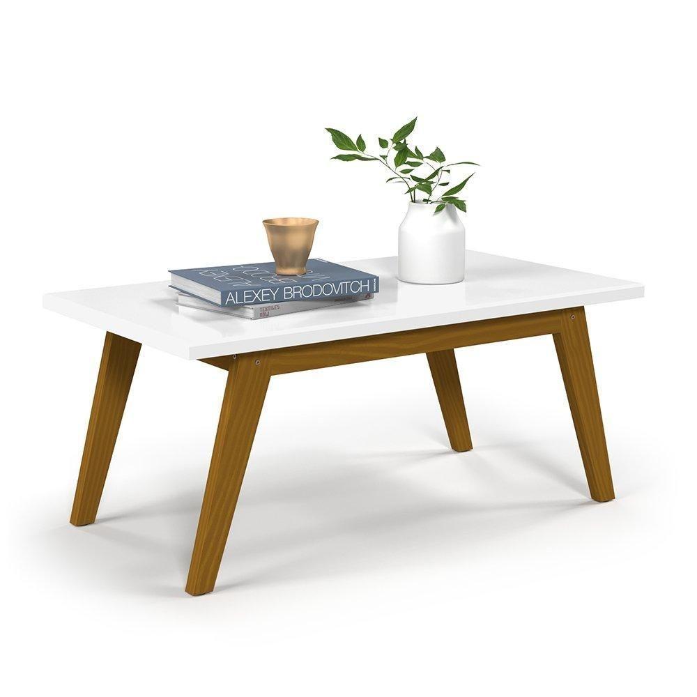Mesa De Centro Com Pés Em Madeira Prism Branco Acetinado - Patrimar - 2