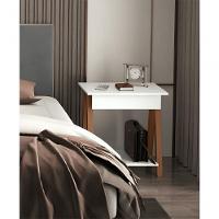 Mesa De Cabeceira 1 Gaveta E Prateleira Integra Dexter Amadeirado-branco - 1