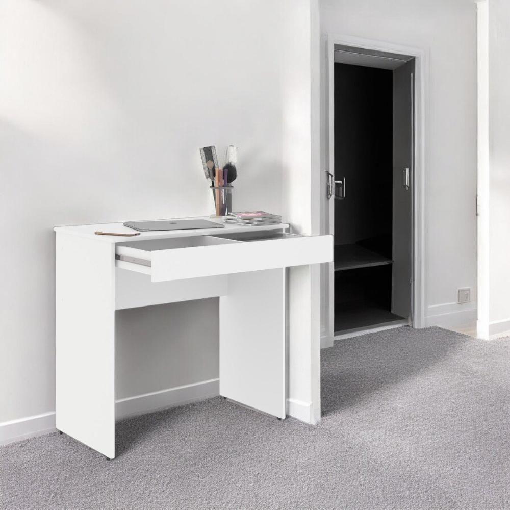 Mesa Para Computador Paris Branco C- Gaveta Porta Itens Com Divisória - 1