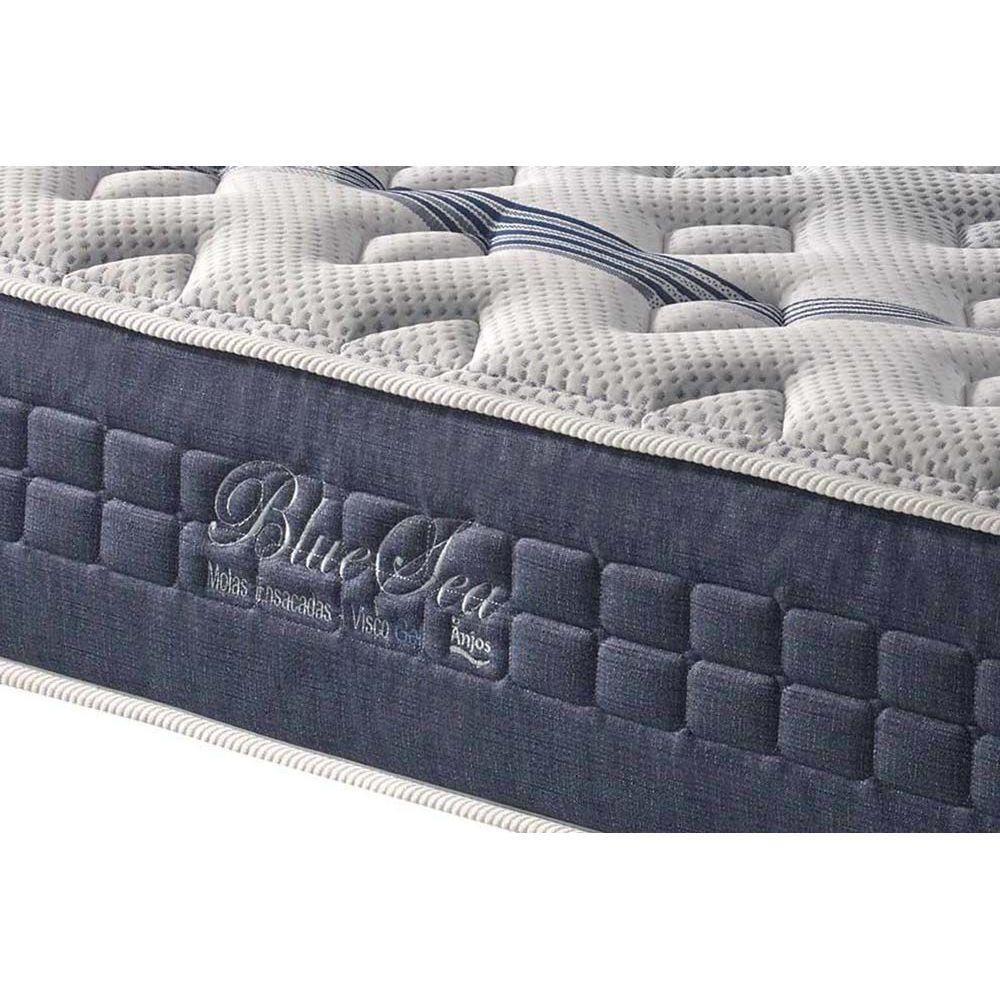 Cama Box King: Colchão Molas MasterPocket Ensacadas Anjos   Blue Sea + Base CRC Courano Branco(193x203) - 3