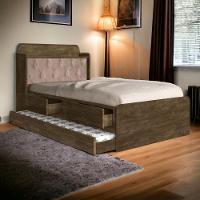 Cama Tamires Castanho Com Auxiliar Capitonê E 02 Colchões - 1