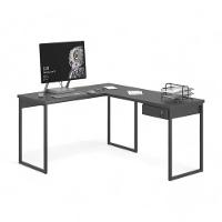 Mesa Home Office Escrivaninha L Industriale Preta Com Gaveteiro - 2