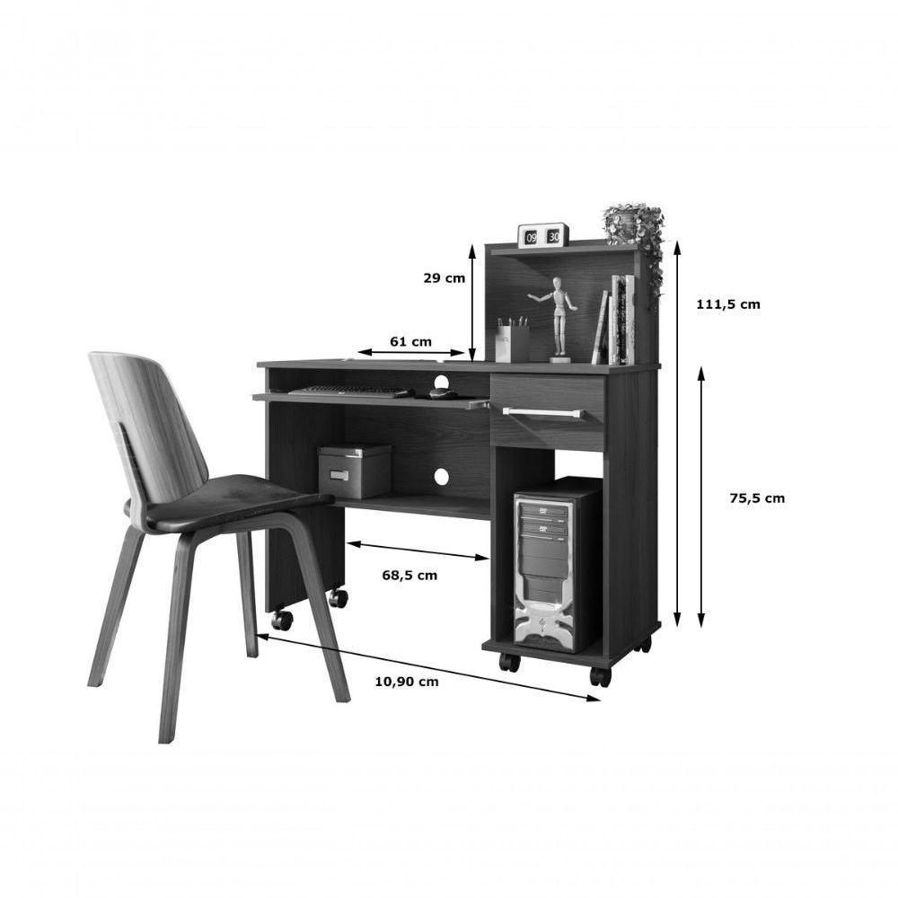 Mesa De Trabalho Home Office Studio C- Gaveteiro E Suporte Para Cpu - Imbuia - 3