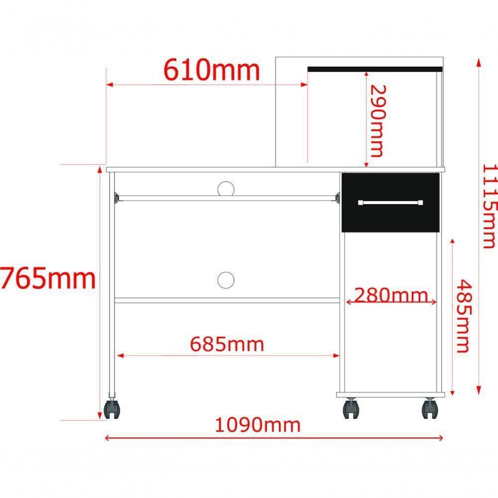 Mesa De Trabalho Home Office Studio C- Gaveteiro E Suporte Para Cpu - Imbuia - 4