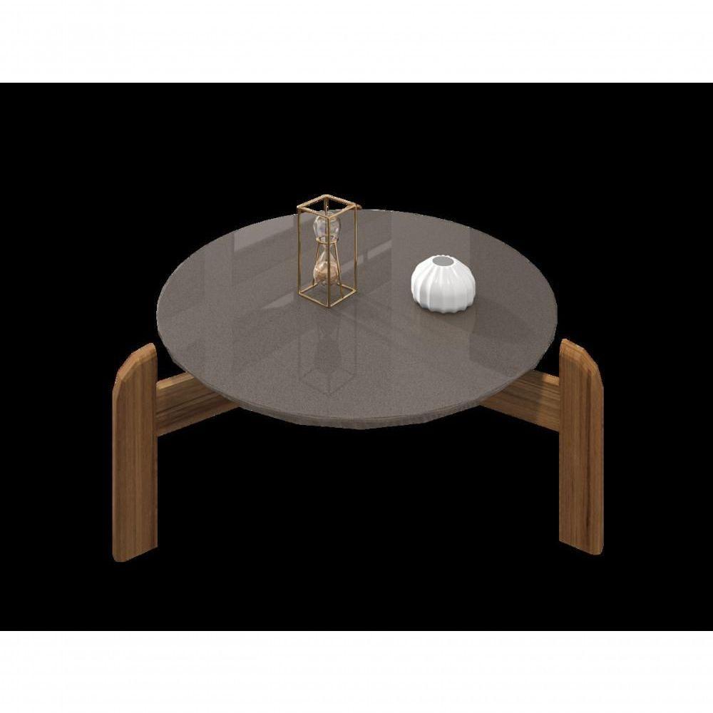 Mesa De Centro Circular Para Sala De Estar Luna Cinza Perola-cedro - 2