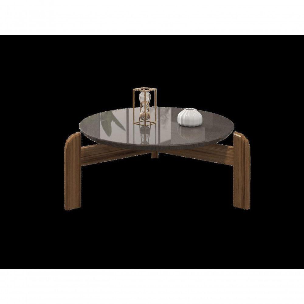 Mesa De Centro Circular Para Sala De Estar Luna Cinza Perola-cedro - 4