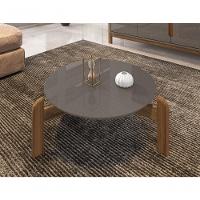 Mesa De Centro Circular Para Sala De Estar Luna Cinza Perola-cedro - 1