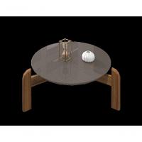 Mesa De Centro Circular Para Sala De Estar Luna Cinza Perola-cedro - 2