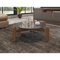 Mesa De Centro Circular Para Sala De Estar Luna Cinza Perola-cedro - 3