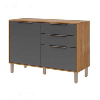 Balcão De Cozinha 100% MDF 120cm 2 Portas 2 Gavetas Divina Mgm Móveis Cinamomo/Titanium