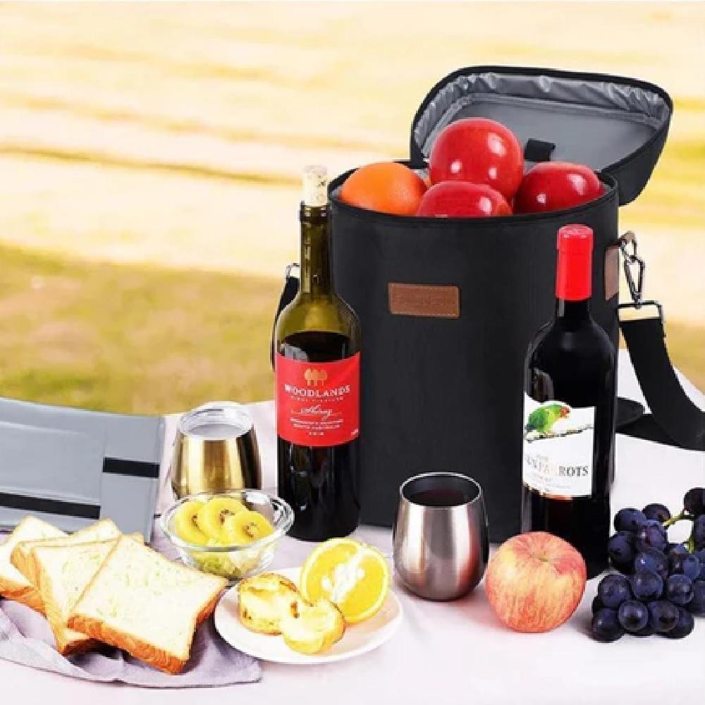 Bolsa Termica Porta Vinhos Taças 4 Garrafas Mochila Wine Bag Cooler Com Divisorias Removiveis Bag Executiva Porta Wisky - 5