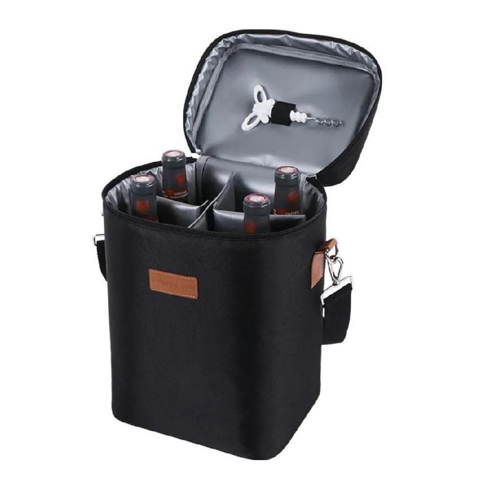 Bolsa Termica Porta Vinhos Taças 4 Garrafas Mochila Wine Bag Cooler Com Divisorias Removiveis Bag Executiva Porta Wisky - 6
