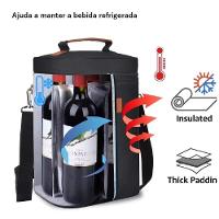 Bolsa Termica Porta Vinhos Taças 4 Garrafas Mochila Wine Bag Cooler Com Divisorias Removiveis Bag Executiva Porta Wisky - 9