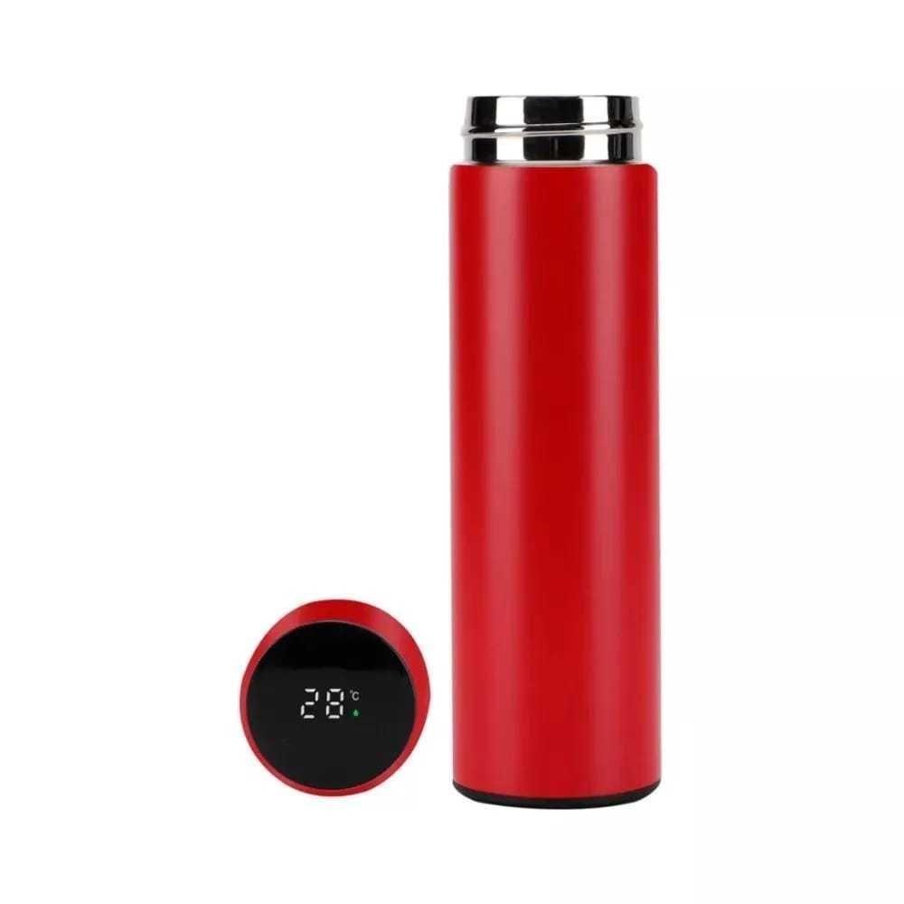 Garrafa Termica Inox 480ml Com Display Lcd Termometro Copo Termico Medidor De Temperatura Vermelho Luxo - 1