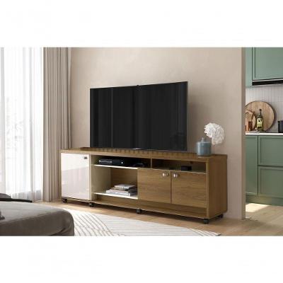 Bancada Dallas Suporte Para Tvs C/ 3 Portas E Nichos - Imbuia/off White Perolizado