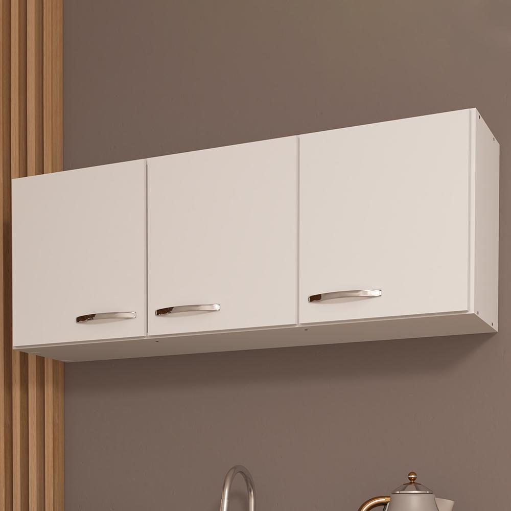 Armário Aéreo Pop 120cm 3 Portas Branco - Indékes Branco - 2