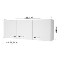 Armário Aéreo Pop 120cm 3 Portas Branco - Indékes Branco - 4