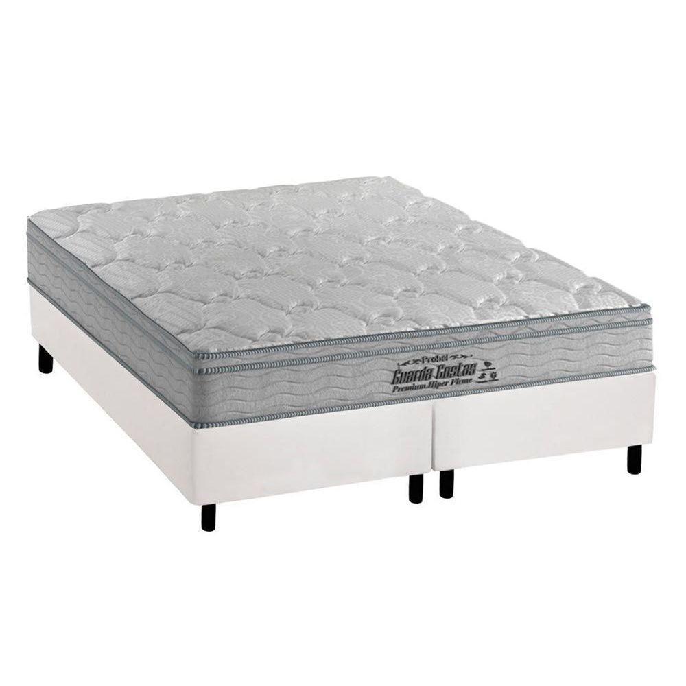 Cama Box King: Colchão Espuma Probel D40 Guarda Costas Premium Hiper Firme + Base CRC Courano White(193x203) - 1