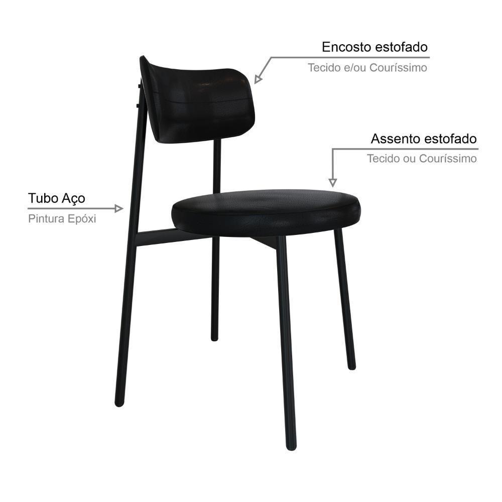 Cadeira Kyta Fixa C/4 Pés 50 X 44,7 X 83,8 Cm. Courino Preto Courino Preto - 3
