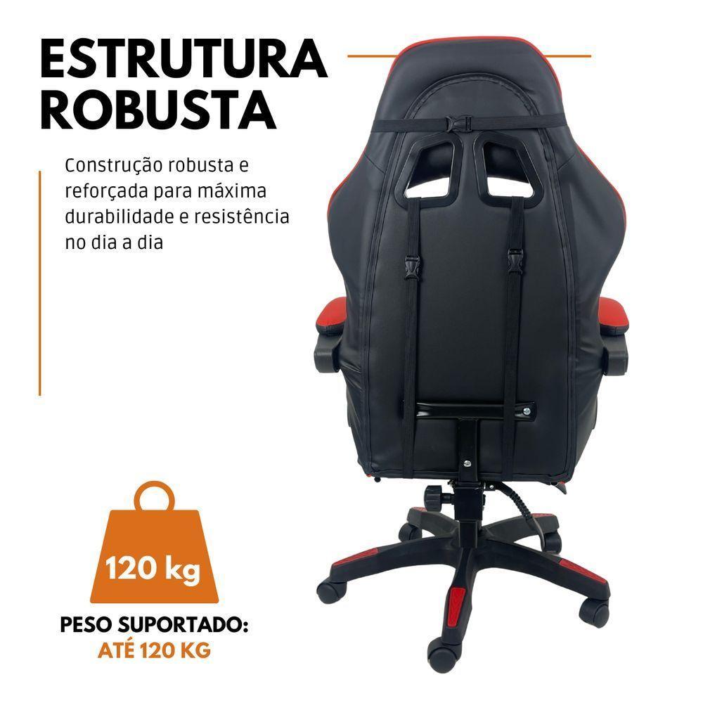 Cadeira Gamer Stillus Ergonômica Com Apoio Para Os Pés - Vermelho - 8