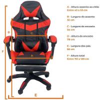 Cadeira Gamer Stillus Ergonômica Com Apoio Para Os Pés - Vermelho - 7