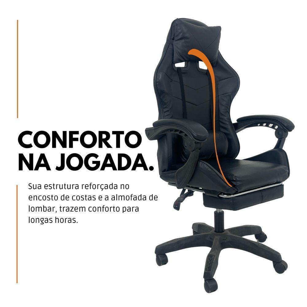 Cadeira Gamer Stillus Ergonômica Com Apoio Para Os Pés - Preto - 3