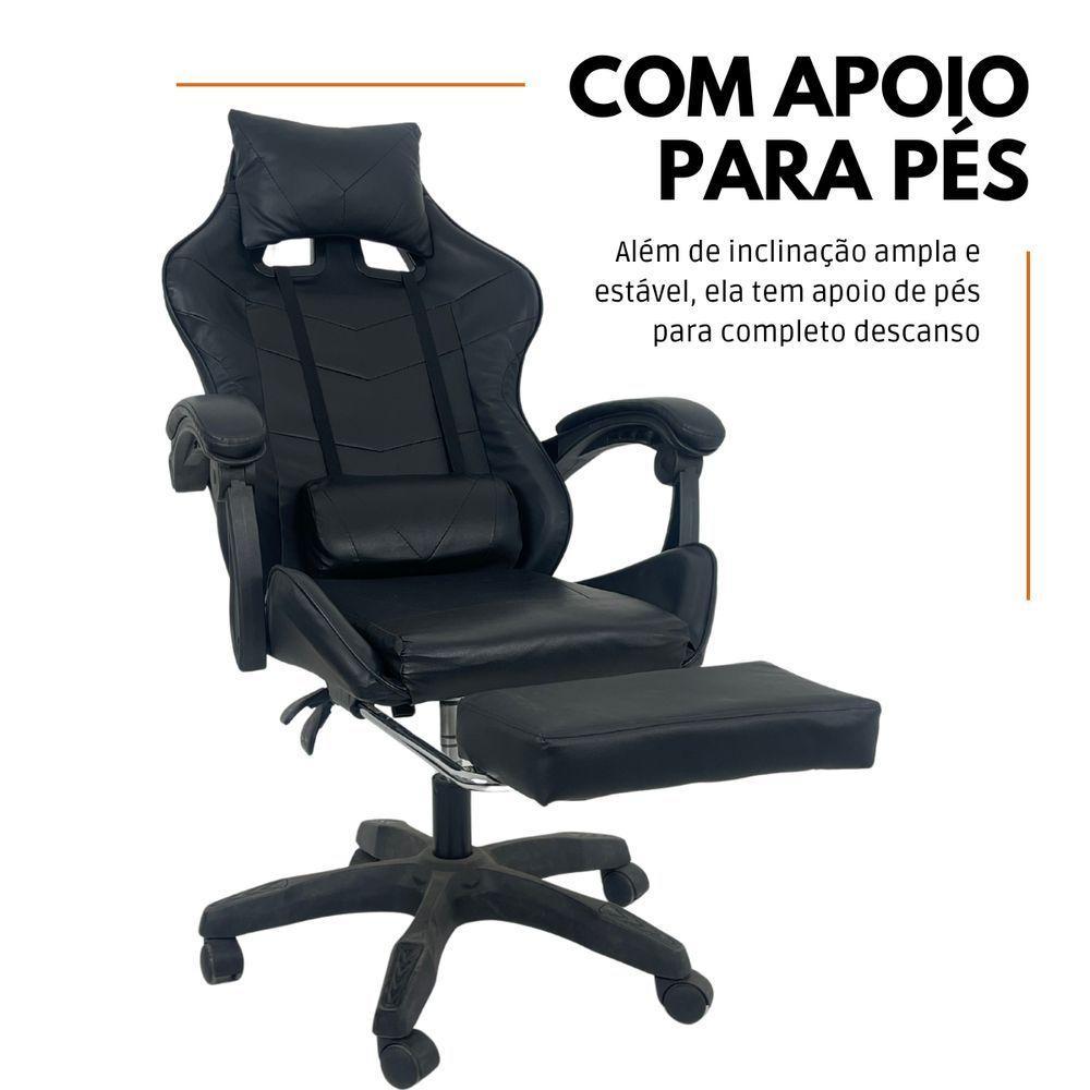 Cadeira Gamer Stillus Ergonômica Com Apoio Para Os Pés - Preto - 4