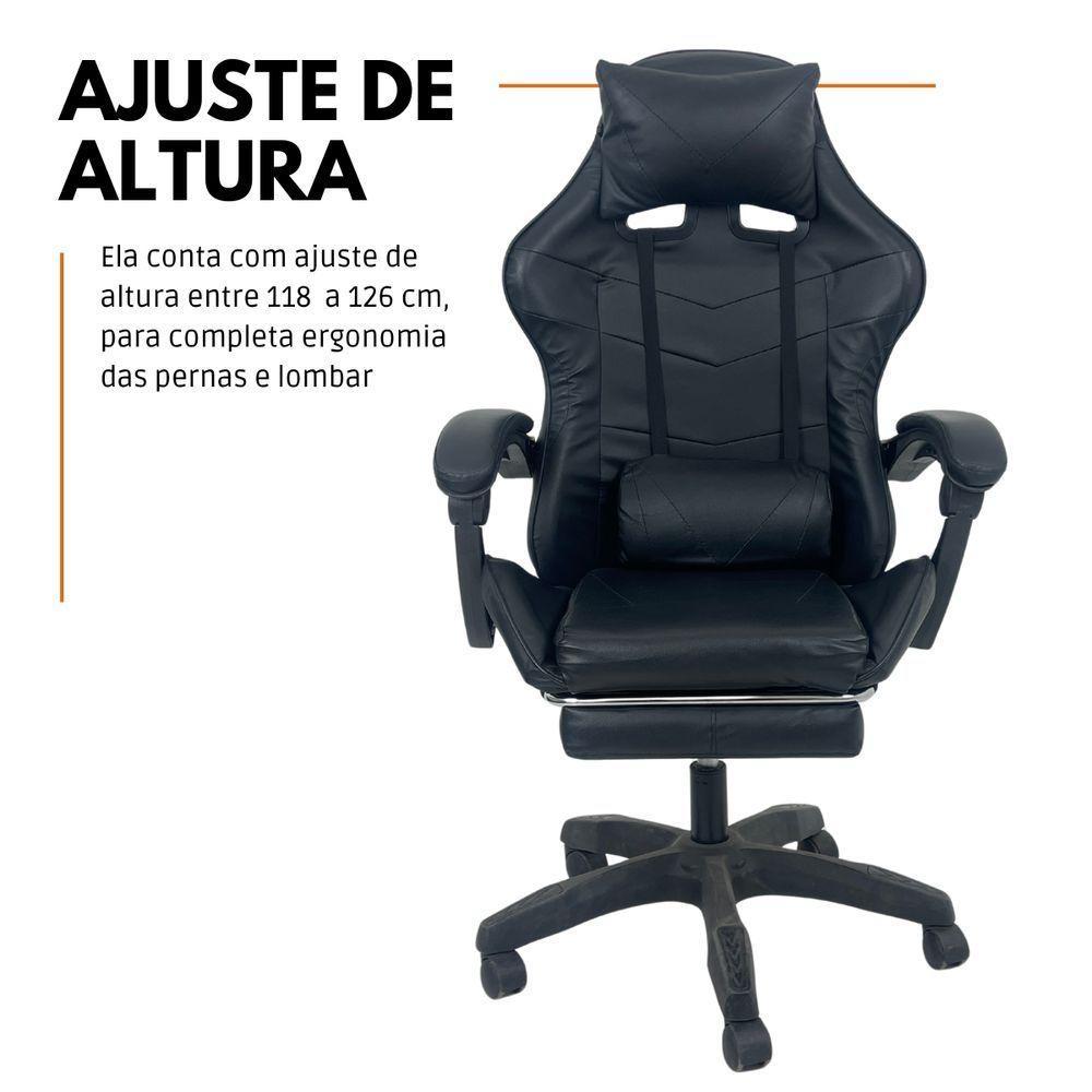 Cadeira Gamer Stillus Ergonômica Com Apoio Para Os Pés - Preto - 5