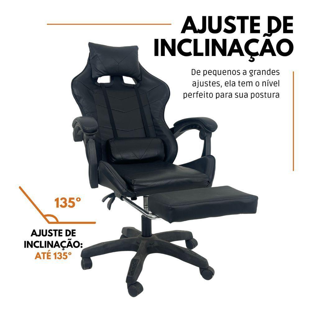 Cadeira Gamer Stillus Ergonômica Com Apoio Para Os Pés - Preto - 6