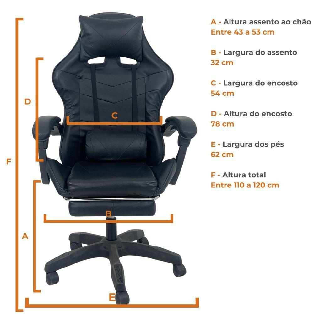 Cadeira Gamer Stillus Ergonômica Com Apoio Para Os Pés - Preto - 7