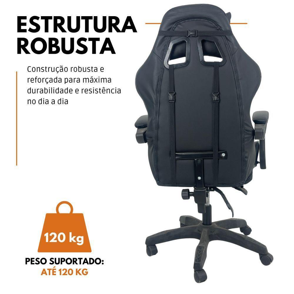 Cadeira Gamer Stillus Ergonômica Com Apoio Para Os Pés - Preto - 8