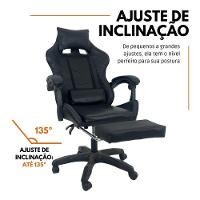 Cadeira Gamer Stillus Ergonômica Com Apoio Para Os Pés - Preto - 6