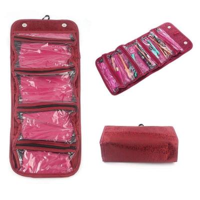 Bolsa Viagem Dobravel Frasqueira Necessaire Bolsinha 4 Divisorias Bolsos Organizador Maquiagem Pinceis Acessorios