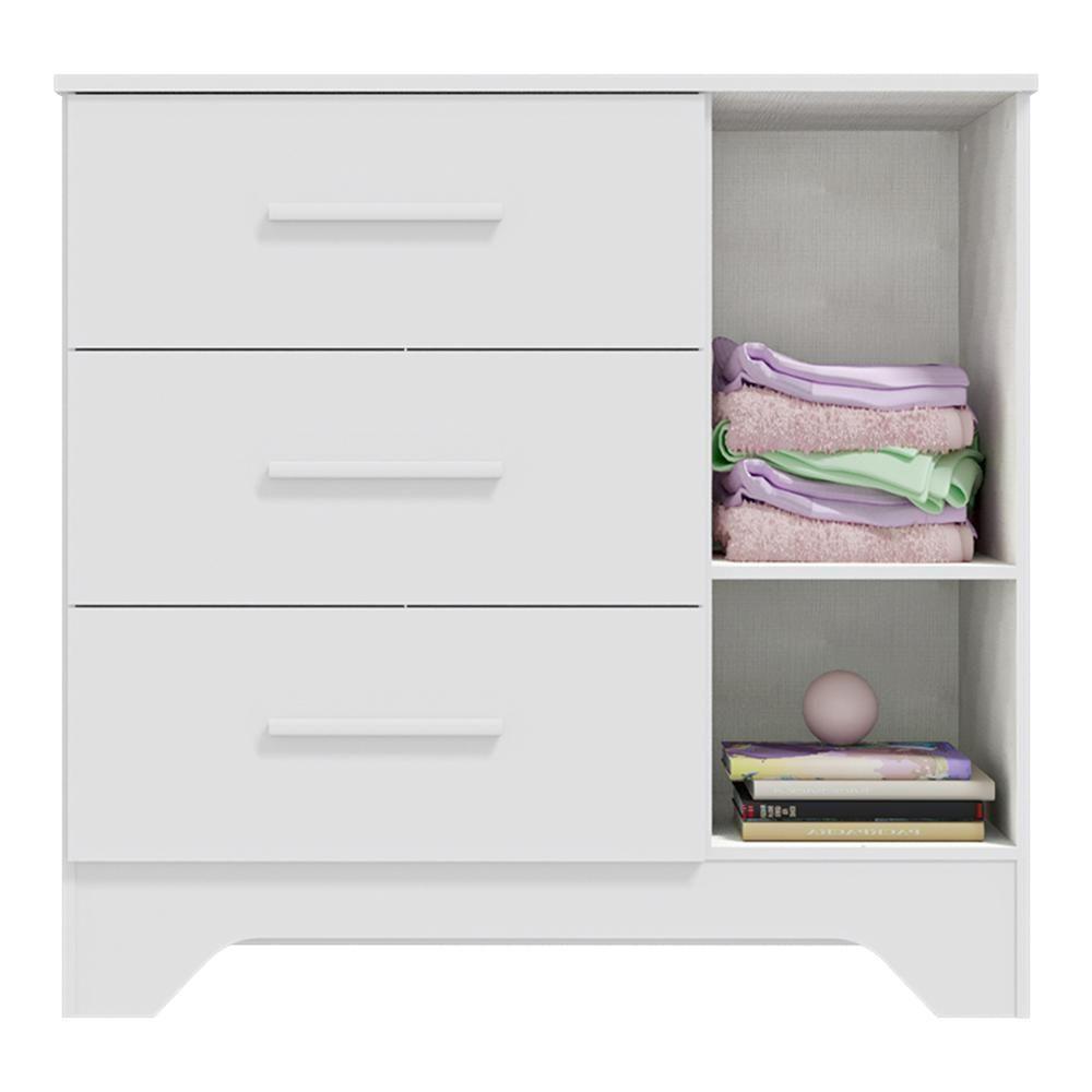 Cômoda Infantil Popy Retrô Plus 1 Porta E 3 Gavetas Branco Brilho - Móveis Peroba - 3