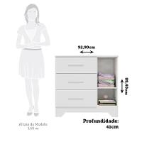 Cômoda Infantil Popy Retrô Plus 1 Porta Com Janela E 3 Gavetas Branco Brilho - Móveis Peroba - 5
