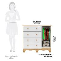 Cômoda Infantil Júnior New 1 Porta E 4 Gavetas Branco Brilho/amêndoa - Móveis Peroba - 5