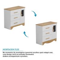 Cômoda Infantil Popy Retrô Plus 1 Porta Com Janela E 3 Gavetas Branco Brilho/amêndoa - Móveis Peroba