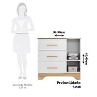 Cômoda Infantil Popy Retrô Plus 1 Porta Com Janela E 3 Gavetas Branco Brilho/amêndoa - Móveis Peroba - 5
