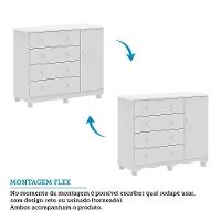 Cômoda Infantil Júnior New 1 Porta E 4 Gavetas Branco Brilho - Móveis Peroba
