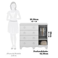 Cômoda Infantil Júnior New 1 Porta E 4 Gavetas Branco Brilho - Móveis Peroba - 5