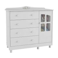 Cômoda Infantil Elô New 1 Porta Com Janela E 4 Gavetas Branco Brilho - Móveis Peroba - 2