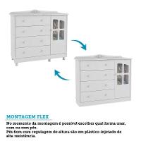 Cômoda Infantil Elô New 1 Porta Com Janela E 4 Gavetas Branco Brilho - Móveis Peroba