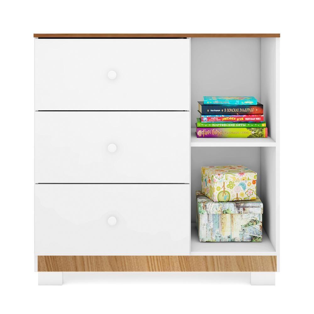 Cômoda Infantil Duda 1 Porta E 3 Gavetas Branco/carvalho - Phoenix Baby - 3