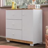 Cômoda Infantil Duda 1 Porta E 3 Gavetas Branco/carvalho - Phoenix Baby - 1